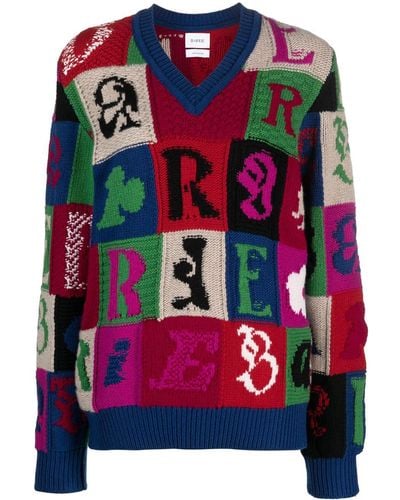 Barrie Intarsia-knit Logo Cashmere Sweater - Pink