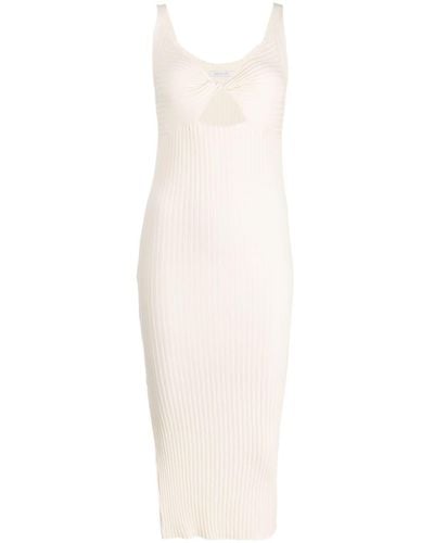 John Elliott Mineral Twist-detail Ribbed-knit Midi Dress - White