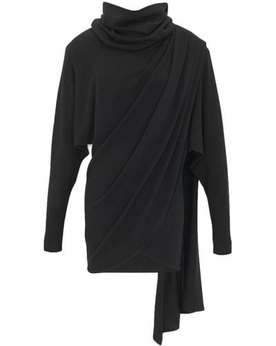 Saint Laurent Hooded Wool Dress - Black