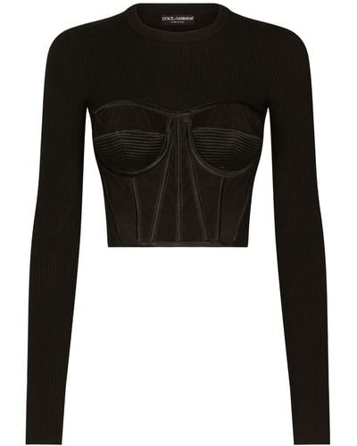 Dolce & Gabbana ファインリブ ビスチェ セーター - ブラック