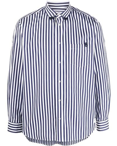 Sacai Striped Long-sleeved Shirt - Blue
