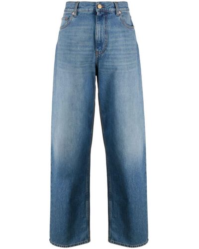 Valentino Garavani Gerade Jeans mit Logo-Schild - Blau