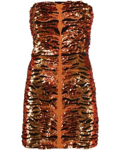 retroféte Mini-jurk Met Pailletten - Bruin