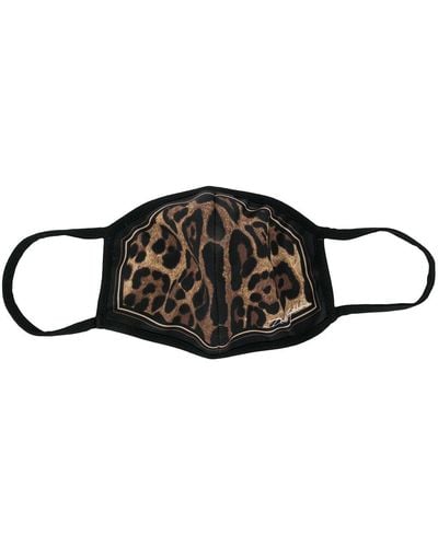 Dolce & Gabbana Masque à imprimé léopard - Marron