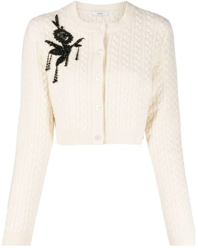 Erdem Cropped Cable-knit Cardigan - White