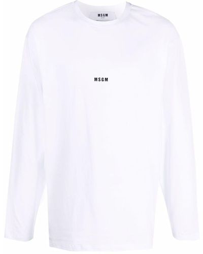 MSGM Logo-print Longsleeved T-shirt - White