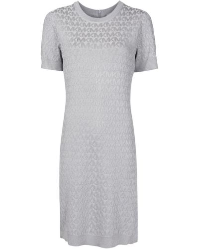 MICHAEL Michael Kors Robe courte en maille à logo en jacquard - Gris