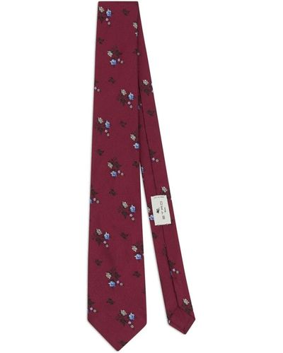 Etro Cravate en soie à fleurs en jacquard - Rouge
