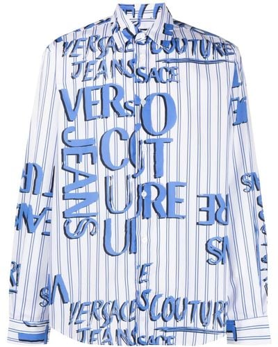 Versace Camisa con logo estampado - Azul