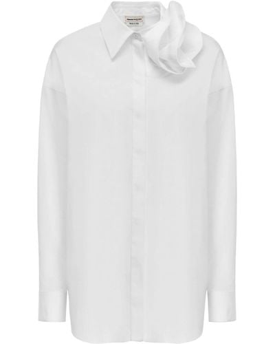 Alexander McQueen Hemd mit Rosenapplikation - Weiß