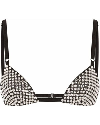 Dolce & Gabbana Rhinestone-embellished Bralette Top - Black
