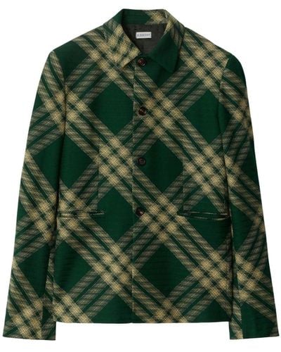 Burberry Check-pattern Buttoned Blazer - Green