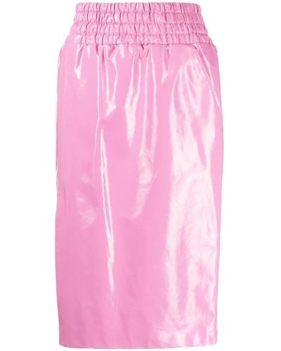 Tom Ford Shiny Textured Leather Midi Skirt - Pink