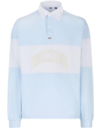 Gcds Logo-Embroidered Cotton Polo Shirt - Blue