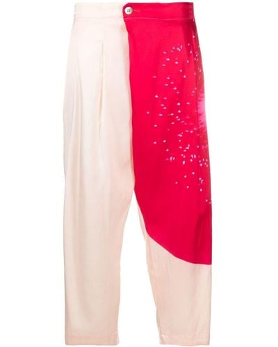 Pleats Please Issey Miyake Pantalones capri con diseño colour block - Rosa
