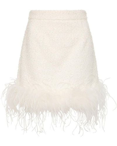 Rebecca Vallance The Departure Feather-trim Mini Skirt - White