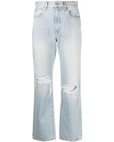 SLVRLAKE Denim Cropped-Jeans im Destroyed-Look - Blau