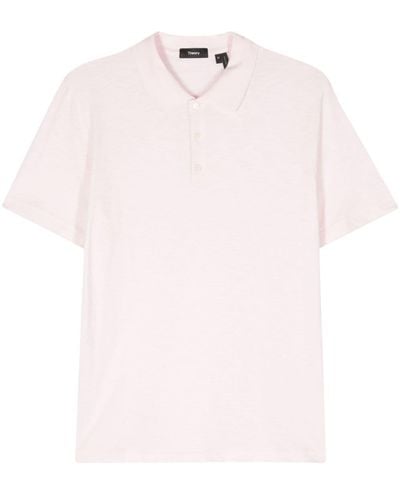 Theory Mélange Cotton Polo Shirt - Pink
