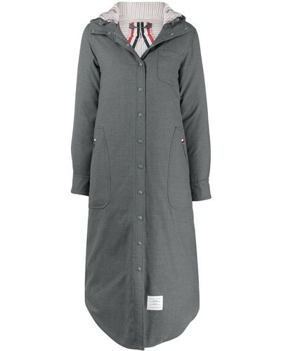 Thom Browne Downfilled Hooded Coat - Gray