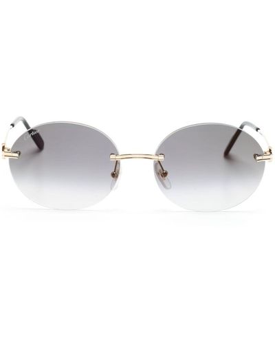 Cartier Gafas de sol con montura oval metalizada - Metálico
