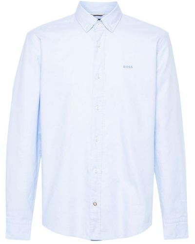 BOSS Logo-embroidered Cotton Shirt - White