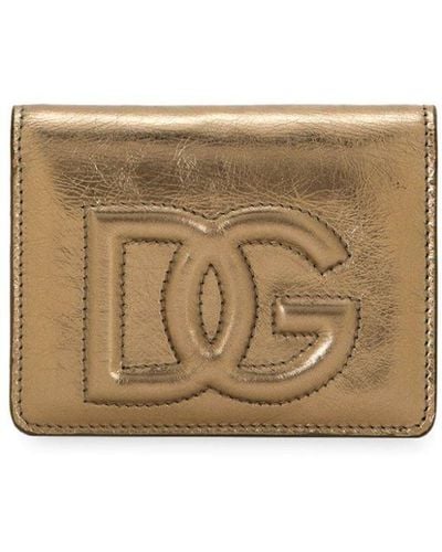 Dolce & Gabbana Portefeuille en cuir à plaque logo DG - Neutre
