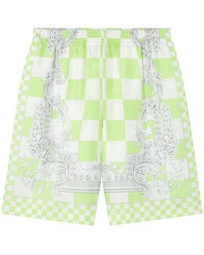 Versace Shorts aus Seide mit Barocco-Print - Grün