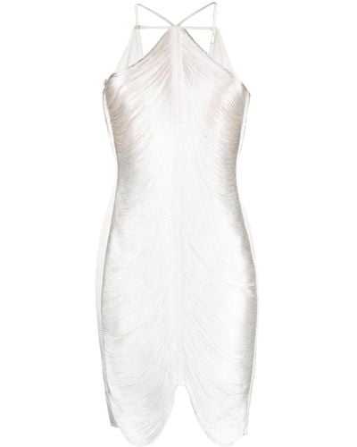 Cult Gaia Mara Halterneck Fringed Minidress - White