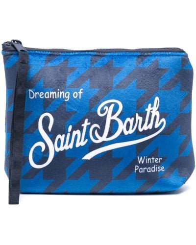 Mc2 Saint Barth Aline Clutch mit Logo-Print - Blau