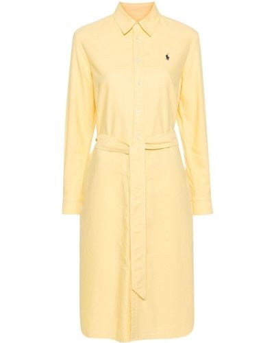 Polo Ralph Lauren Pony-embroidered Cotton Shirtdress - Yellow