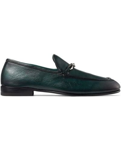 Jimmy Choo Marti Reverse Leather Loafers - Green