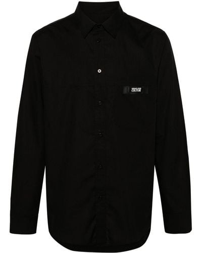 Versace Logo-patch Cotton Shirt - Black
