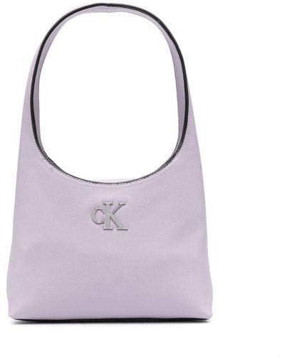 Calvin Klein Monogram-plaque Shoulder Bag - Grey