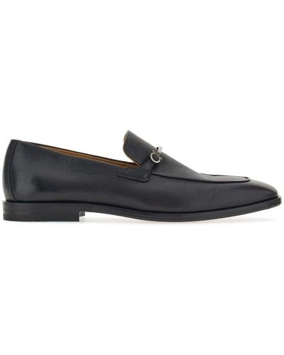 Ferragamo Mocassins en cuir à plaque Gancini - Noir