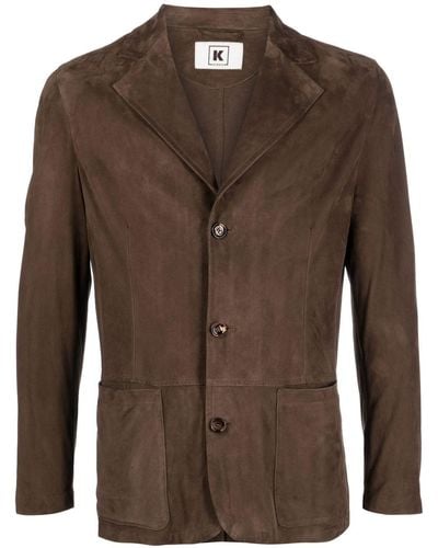 KIRED Single-breasted Suede Blazer - Brown