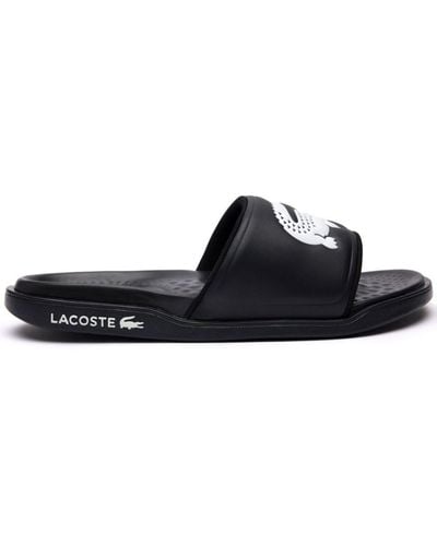 Lacoste Croco Dualiste Logo Strap Slides - Black
