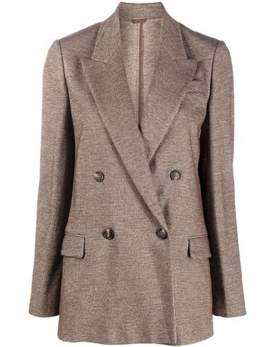 Brunello Cucinelli Blazer doppiopetto in tweed - Marrone