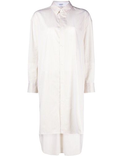 Loewe Robe-chemise en popeline à rayures - Blanc
