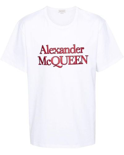 Alexander McQueen Embroidered-logo Cotton T-shirt - White