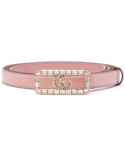 Gucci Double G Logo-buckle Belt - Pink