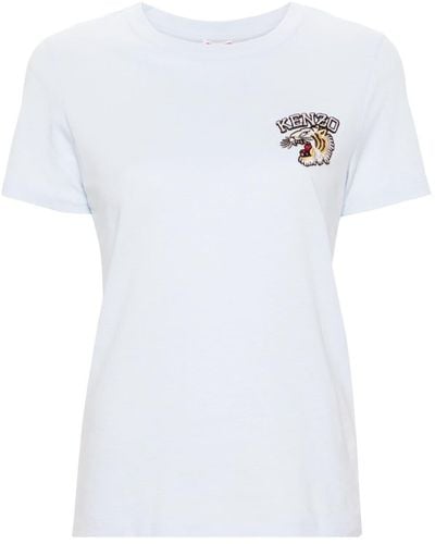 KENZO Varsity Jungle T-Shirt mit Tigerstickerei - Weiß