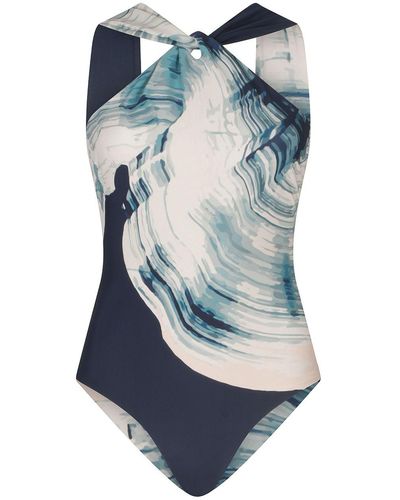 Silvia Tcherassi Alisha Abstract-print Swimsuit - Blue