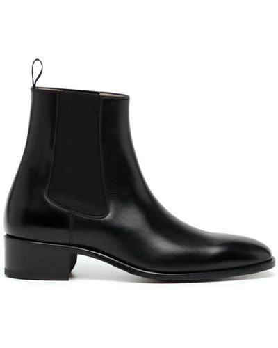 Tom Ford Leather Ankle Boots - Black