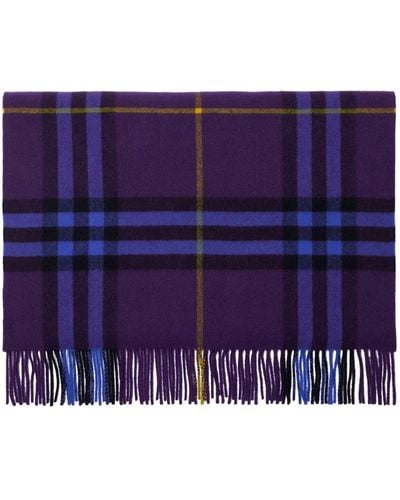 Burberry Check-pattern Cashmere Scarf - Purple