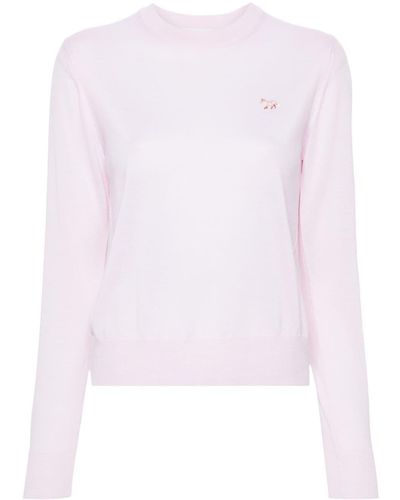 Maison Kitsuné Fox-motif Wool Jumper - Pink