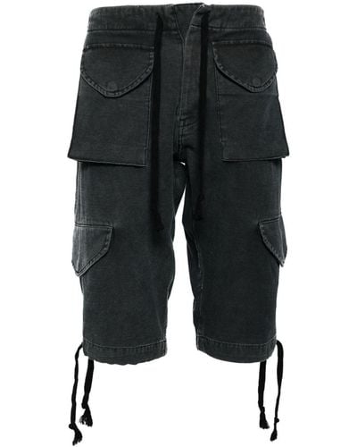 Greg Lauren Brushed Cotton-twill Cargo Shorts - Black