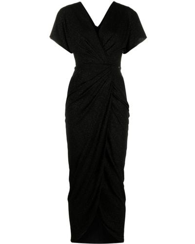 Nissa Draped Glitter-embellished Maxi Dress - Black
