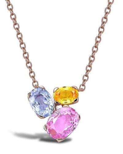 Pragnell 18kt Rose Gold Rainbow Fancy Sapphire Three-stone Pendant Necklace - Pink