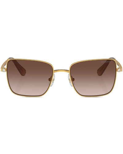 Swarovski Crystal-embellished Square-frame Sunglasses - Brown