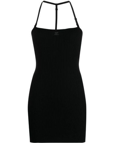 Courreges Ribgebreide Mini-jurk - Zwart
